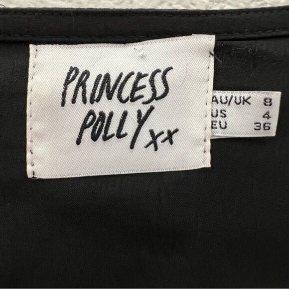 Princess Polly Kali Cut Out Midriff Bell Sleeves Wide Leg Black Jumpsuit SZ 4 - Picture 12 of 16